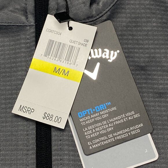 Callaway Golf Sweatshirt Mens Medium Gray OptiDry Mock Neck UPF 50+ Quarter Zip - Picture 3 of 15